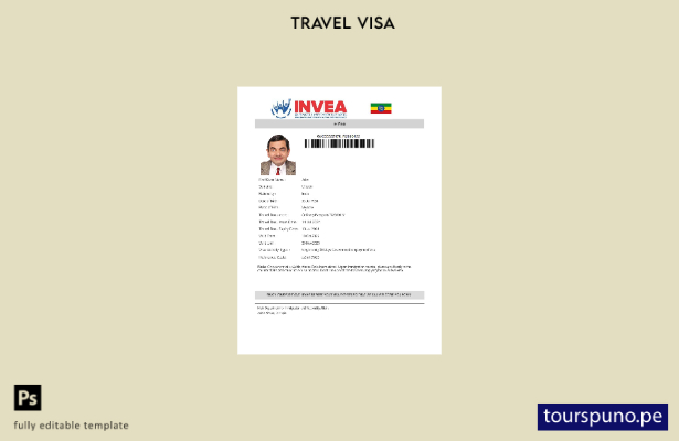 Plantilla de visa electrónica lista para imprimir para Etiopía en formatos Word 